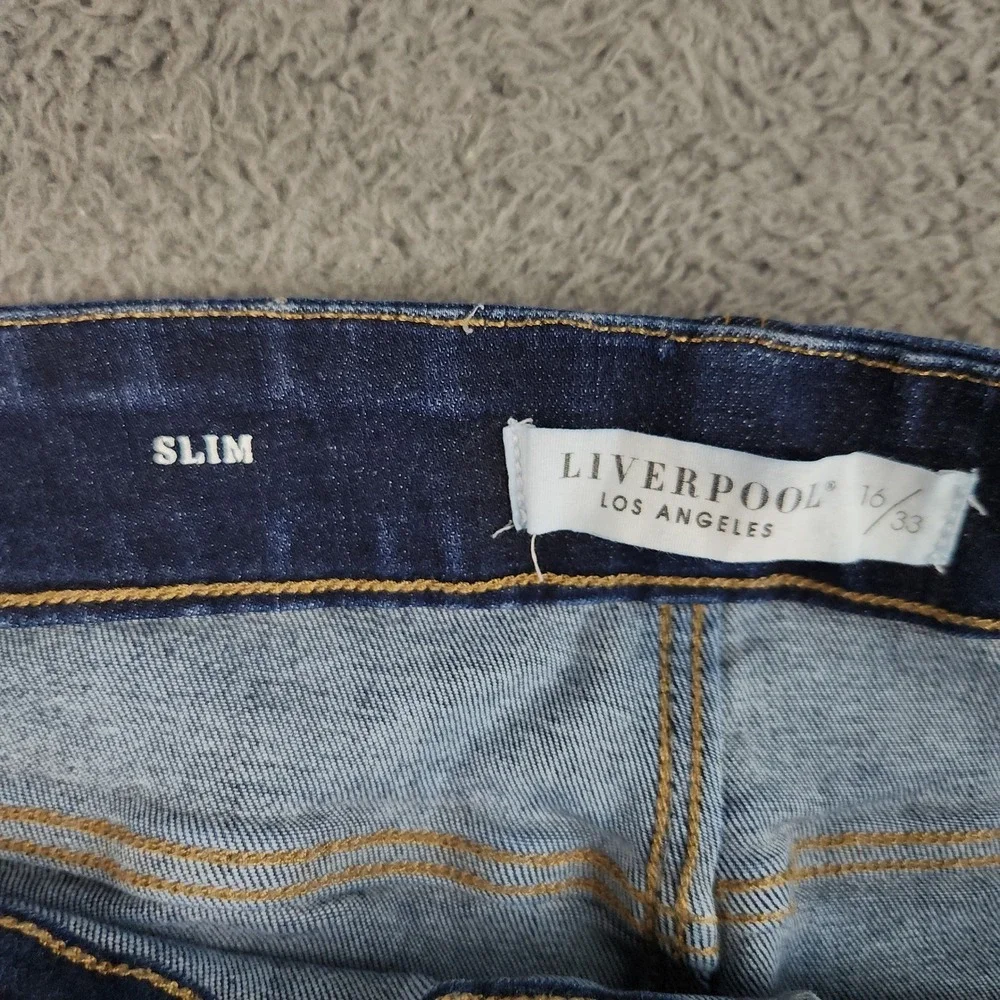 Liverpool Chloe Pull-On Slim Eco Jeans Womens 16/33 Plus Dark Wash Blue Denim
